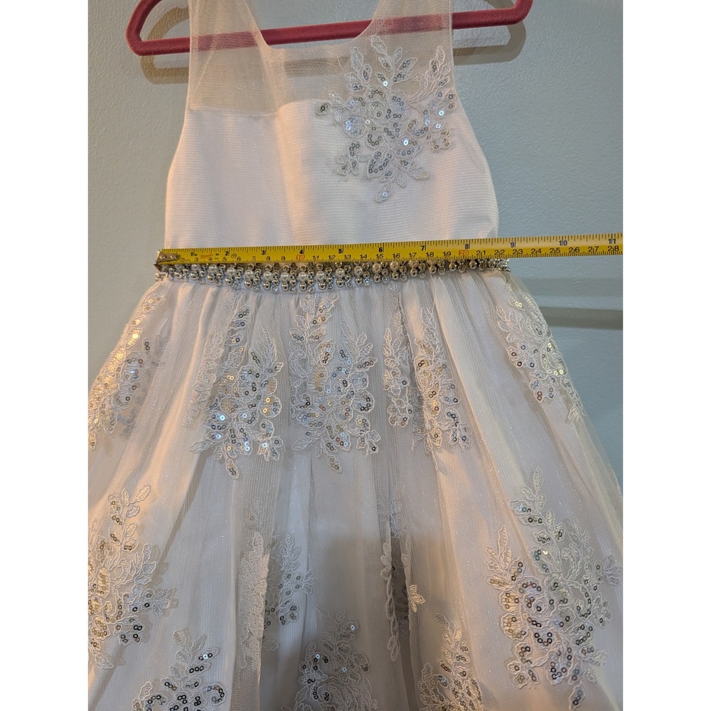 American Princess Size 4 White Lace Sequin Dress Angelcore Coquette Flower Girl - Picture 15 of 16